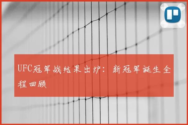 UFC冠军战结果出炉：新冠军诞生全程回顾